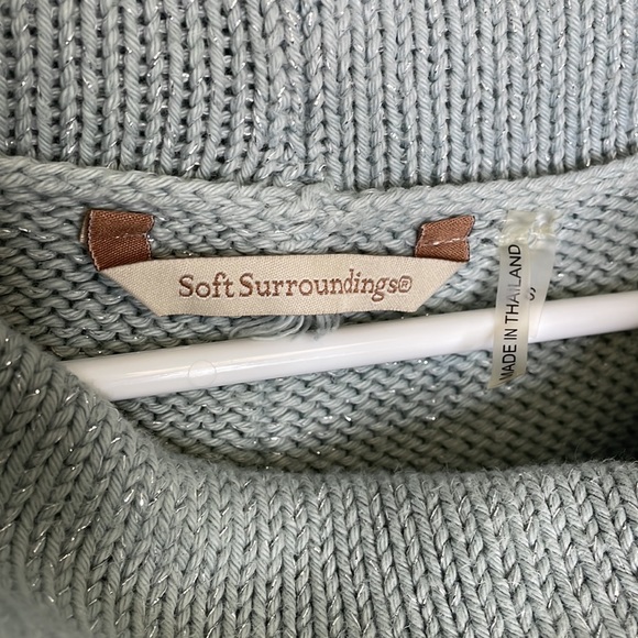 Soft Surroundings Nordic Nights Blue/Gray Metallic Silver Sweater - Picture 6 of 8